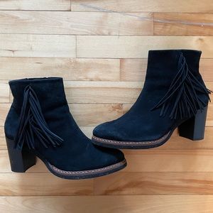 Suede Booties with Tassel Detail